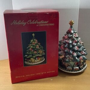 Christopher Radko Holiday Musical Motion Ceramic Christmas Tree w Train Video